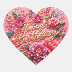 Cœur Sticker en forme de coeur rose Parties scintillant