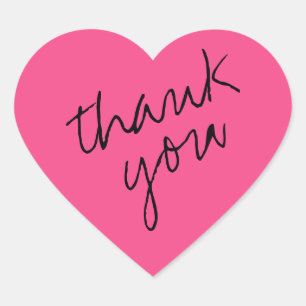 Cœur Sticker en Merci de coeur rose chaud