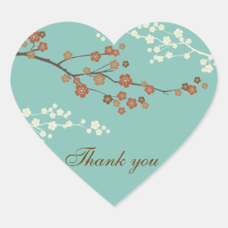 Cœur Sticker en Merci de fleurs de prune Turquoise bleu