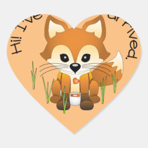 Cœur Sticker Faire-part Baby Fox