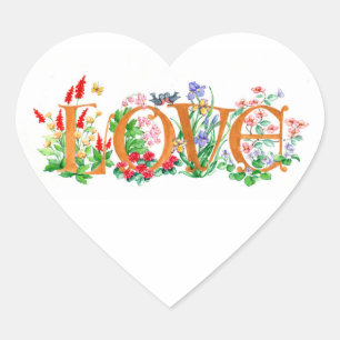 Cœur Sticker Floral "Amour"