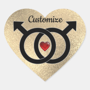 Cœur Sticker Gold Heart pour mariage gay