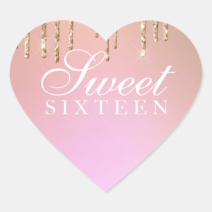 Cœur Sticker - Gold Parties scintillant Drip Sweet 16 R