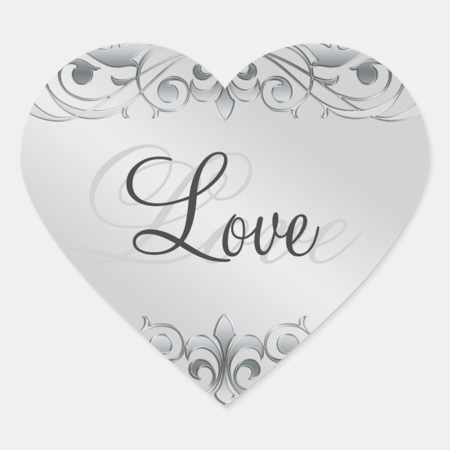 Cœur Sticker Grand Duchess Silver Scroll Heart Love (Devant)