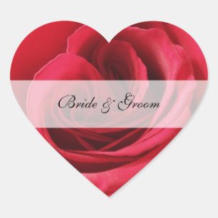 Cœur Sticker Mariage de coeur avec Rose rouge