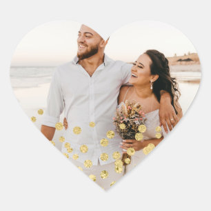 Cœur Sticker Mariage de photo Gold Foil Confetti