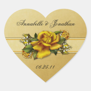 Cœur Sticker Mariage du coeur des Roses Jaunes