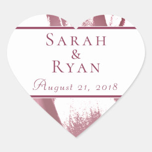 Cœur Sticker Mariage élégant Bordeaux Fleur Tulip