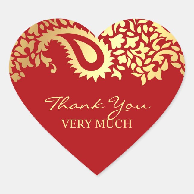 Cœur Sticker Mariage indien élégant de Paisleys (Devant)