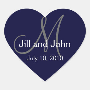 Cœur Sticker Mariage Monogramme Marine