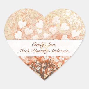 Cœur Sticker Mariage Pale Coral Heart