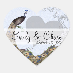 Cœur Sticker Mariage Plum Peacock de la Marine
