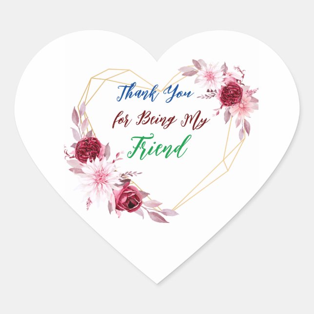 Cœur Sticker Merci pour ami (Devant)