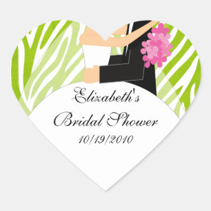 Cœur Sticker pour Fête des mariées de mariée Zebra Lime