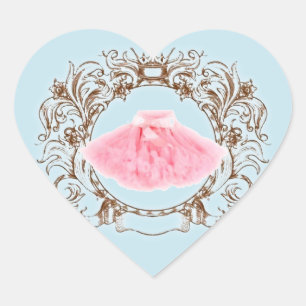 Cœur Sticker Princess Pink tutu Blue Anniversaire