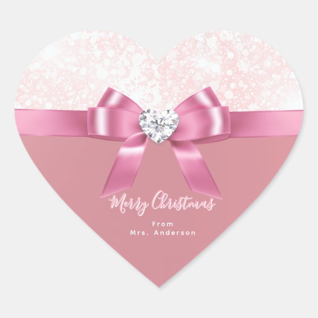 Cœur Sticker Romantique Personnalisé Coeur Snowflake Xm (Devant)