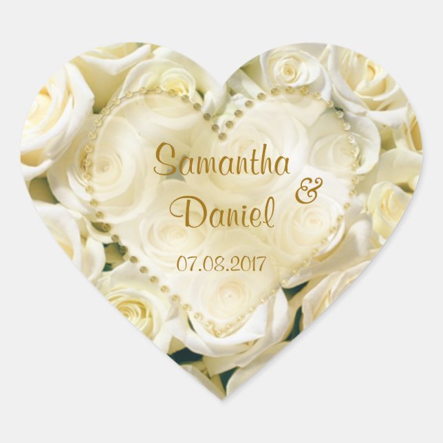 Cœur Sticker rose crème blanche élégant (Devant)