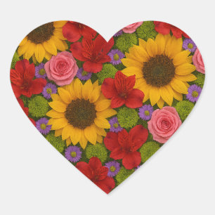 Cœur Sticker Rose tournesol