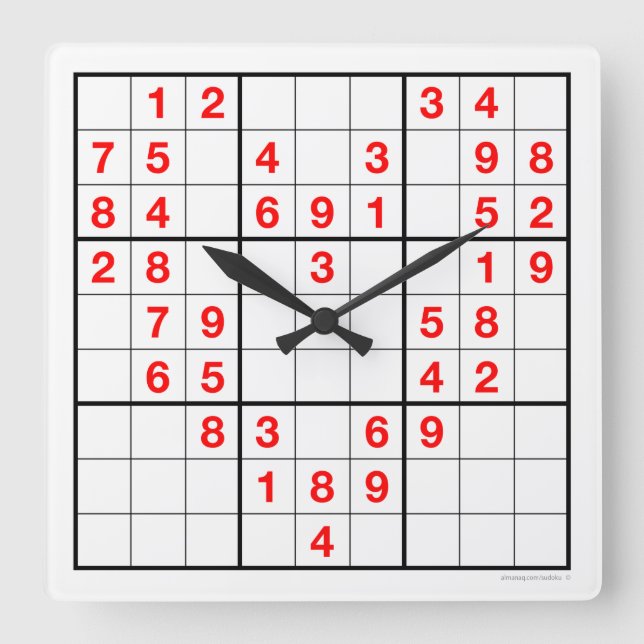 Coeur Sudoku Horloge avec puzzle téléchargeable (Recto)