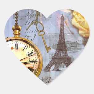 Cœur Tag Steampunk & Yellow Roses Heart Sticker