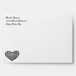 Coeur Tourbillonnant noir avec blanc - Enveloppe