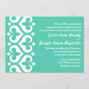 Coeur Turquoise moderne Fleur de Lis Faire-part de