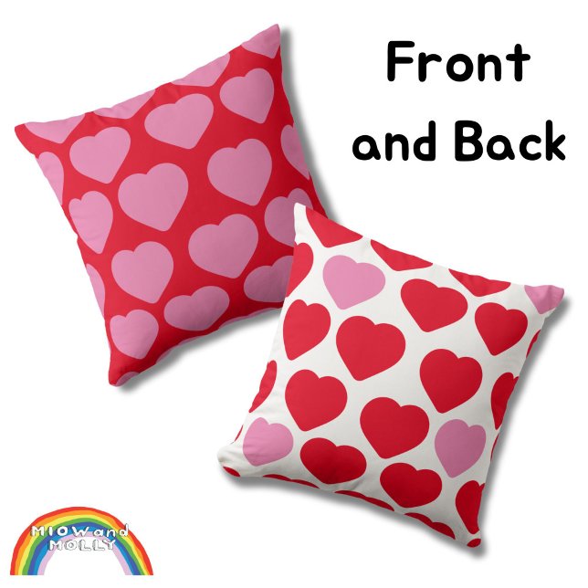 Coeur Valentines deux côtés double coussin rose (Créateur téléchargé)