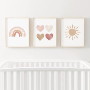 Coeurs arc-en-ciel neutres rose Sun Girl Nursery