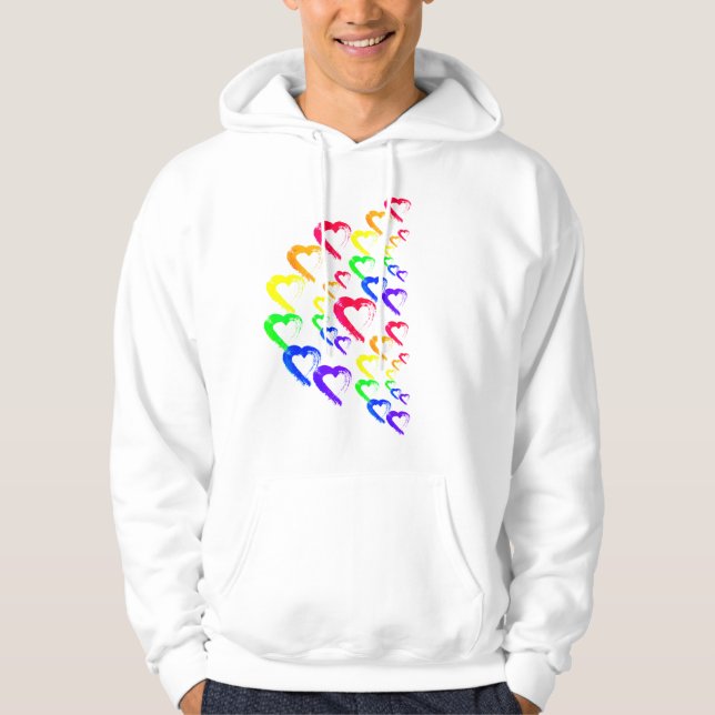 Coeurs arc-en-ciel sweat - shirts à capuche (Devant)
