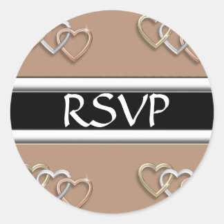 Coeurs Beige De Trio Or Stickers Mariage RSVP