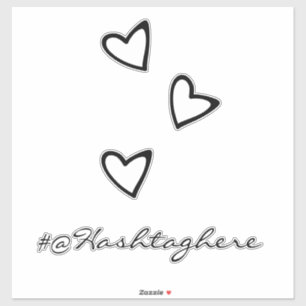 Coeurs blancs Nom flottant Script autocollant