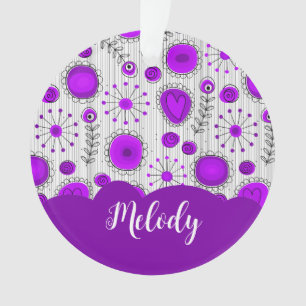 Coeurs blancs violet blanc Whimsical fleurs nom fl