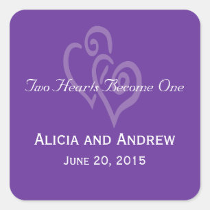 Coeurs blancs violets Mariage Faveur Stickers