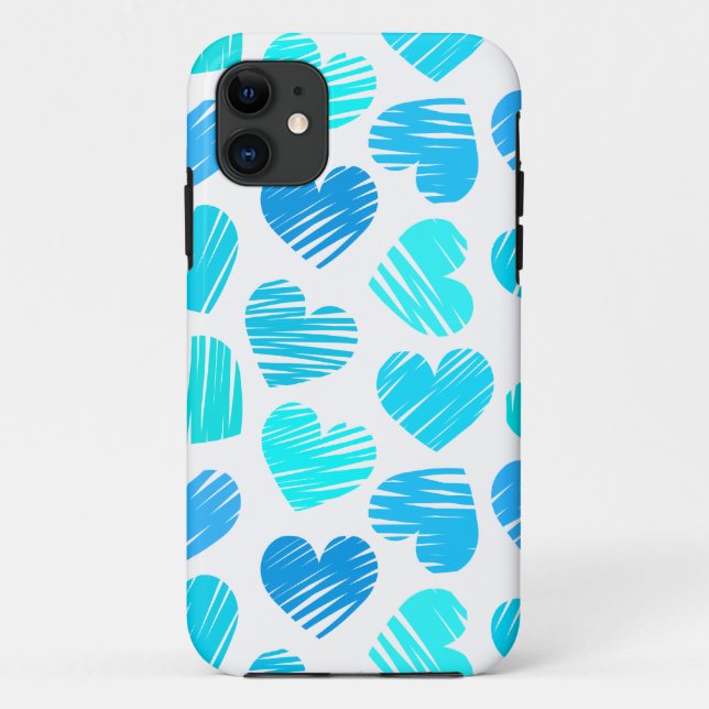 Coeurs bleu et blanc iPhone 5 Coque (Dos)
