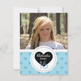 Coeurs bleus : Photo: Sweet 16 Party Invitation