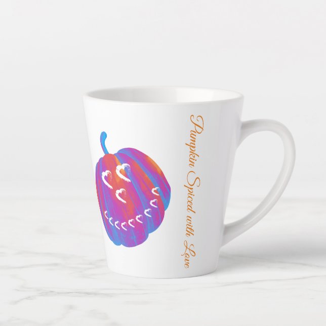 Coeurs Citrouilles psychédéliques Latte Mug (Droite)