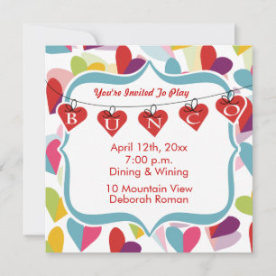 Coeurs colorés Bunco Invitation