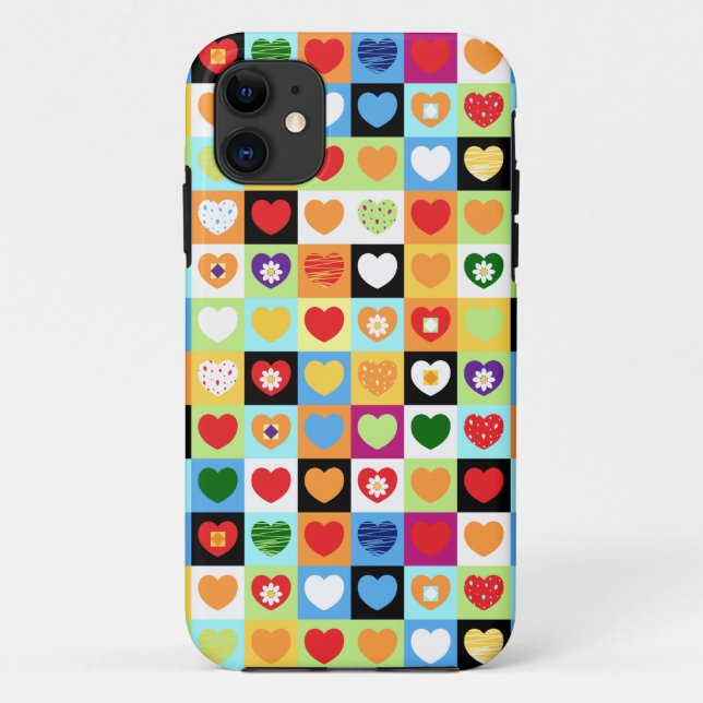 Coeurs colorés, coque iphone (Dos)