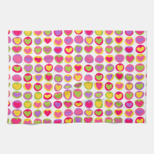 Coeurs colorés mignons Serviette de cuisine