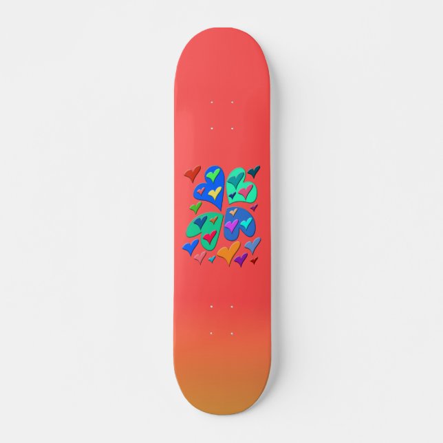 Coeurs colorés Planche de Skateboard (Devant)