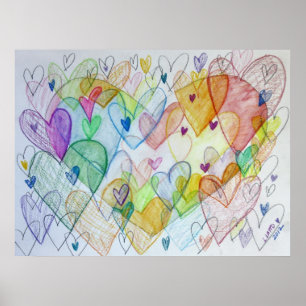 Coeurs communautaires Peinture couleur Poster Impr