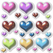Coeurs couleur 3D 24 Faux Stickers Vinyl Coupé sur