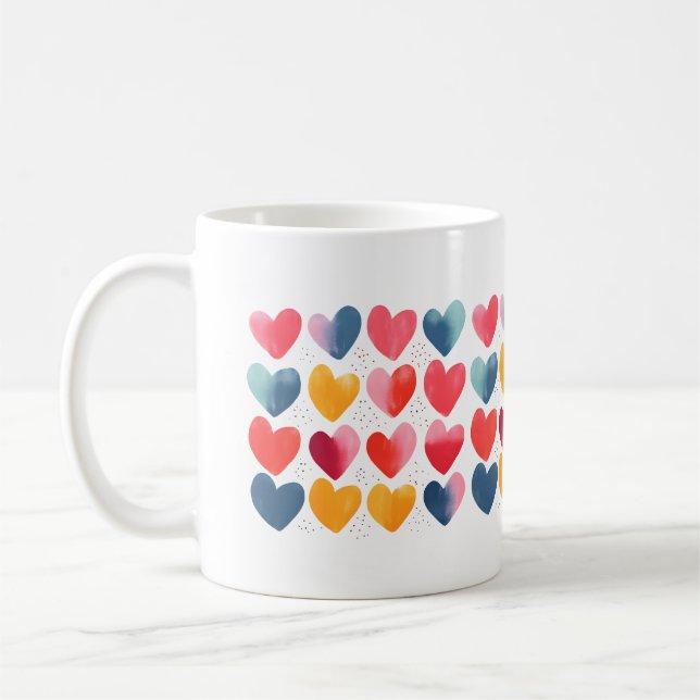 Coeurs d'amour colorés mug (Gauche)