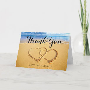 Coeurs dans la Carte de remerciements de sable