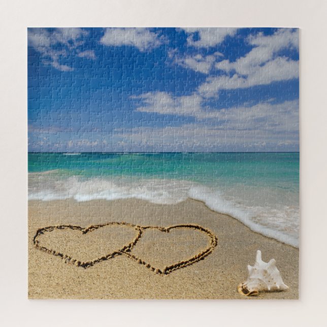 Coeurs Dans Sand Beach Jigsaw Puzzle (Vertical)