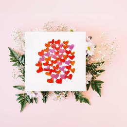 Coeurs d'aquarelle - orange Carte Saint Valentin