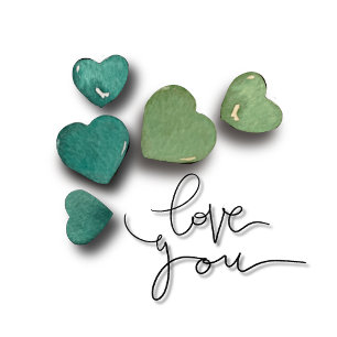Coeurs d'aquarelle vert romantique Love & Valent