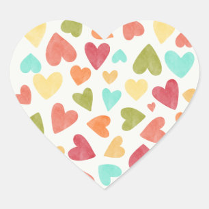 Coeurs d'aquarelle vintage Stickers d'amour Mariag