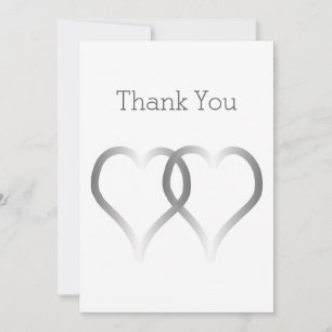 Coeurs d'argent Carte de remerciements mariage