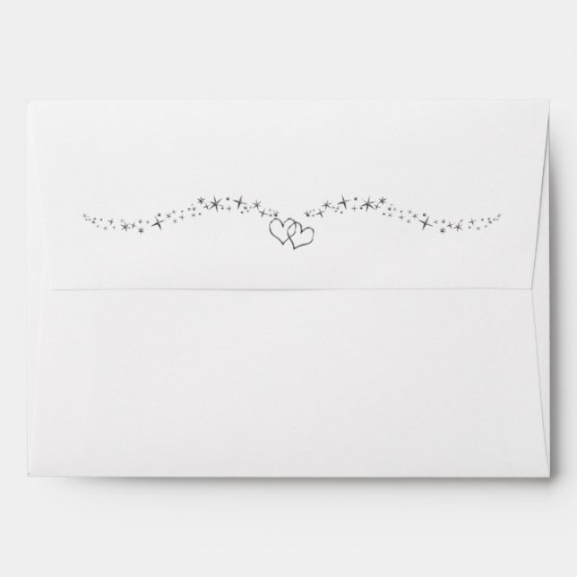 Coeurs d'argent et enveloppes de mariage étincelan (Dos (Haut rabat))